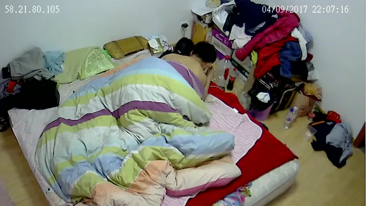 Young couple having sex before going to bed captured by hackers on rental house cameras